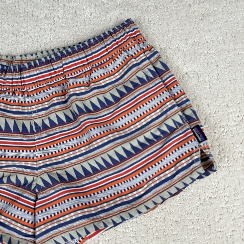 Patagonia Baggies Shorts Womens S Orange Blue Geometric Tribal Print 57043 - Picture 12 of 13